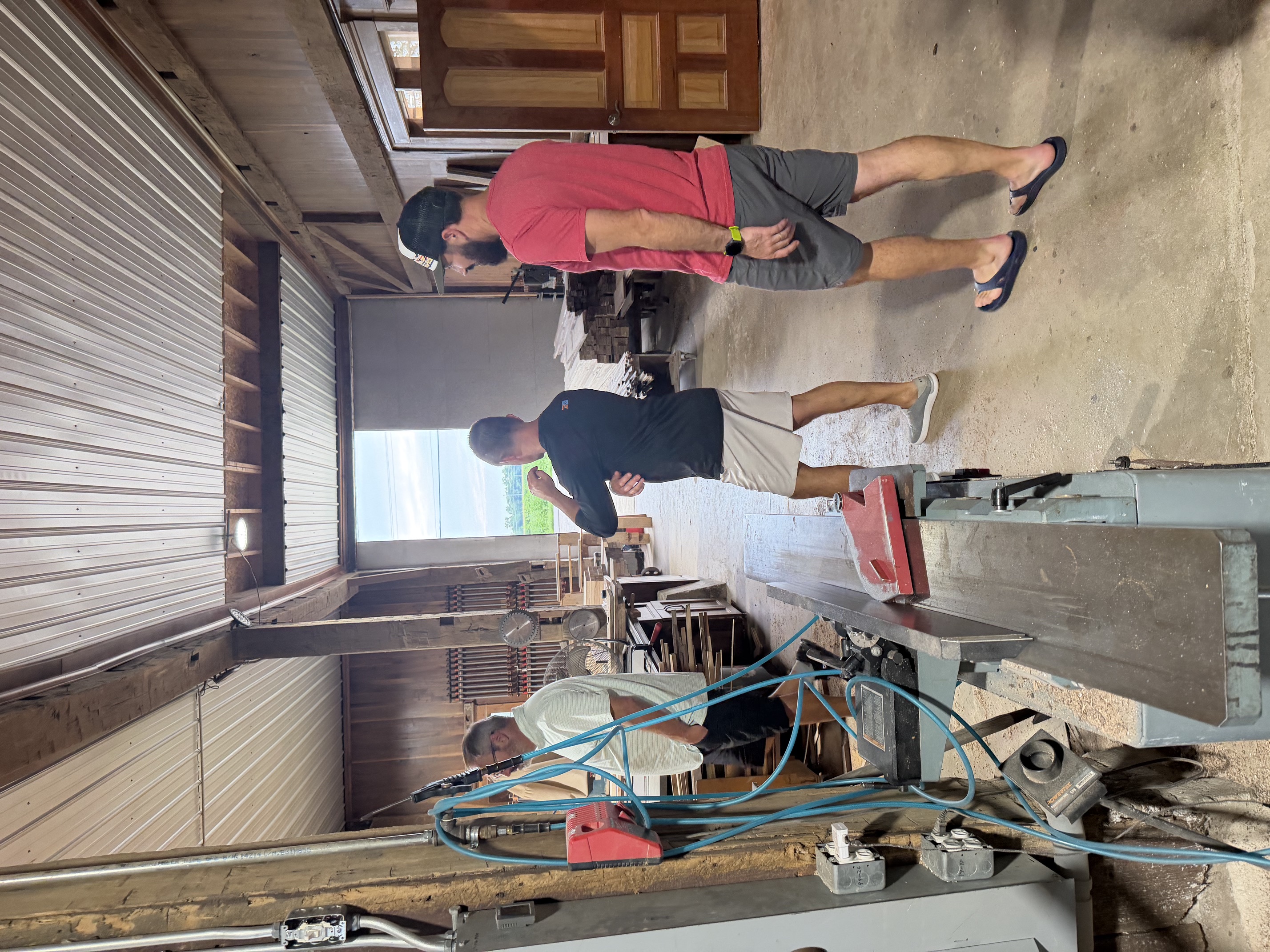 Dudes exploring the Decker Woodworking shop