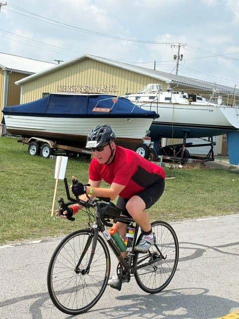 Jonathan riding during the Ironman 70.3 Ohio bike leg
